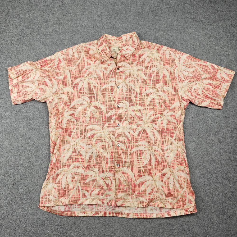Tori Richard Shirt Mens XL Pink 100% Cotton Short Sleeve Button-Up Hawaiian